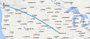 Google Map of route from Kansas City to Vancouver.